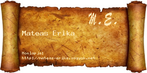 Mateas Erika névjegykártya